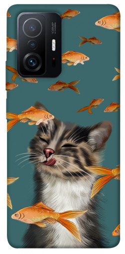 Чохол itsPrint Cat with fish для Xiaomi 11T / 11T Pro