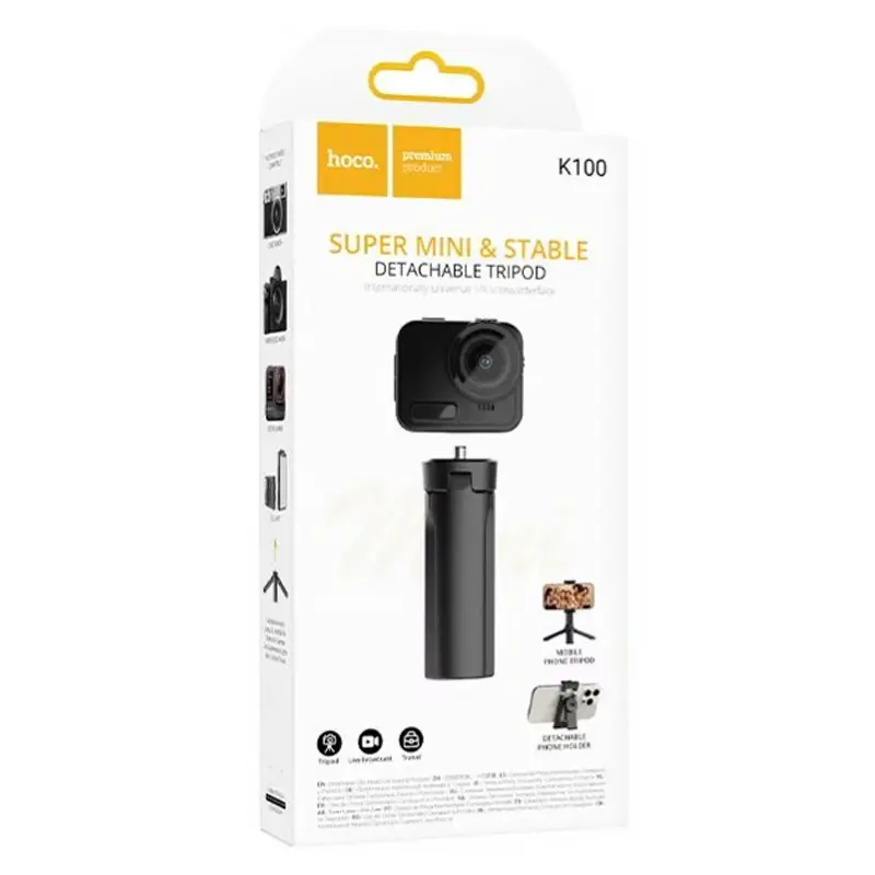Монопод для селфи Hoco K100 Prestigio mini трипод + крепление 1/4, Black 1, купить оптом с доставкой