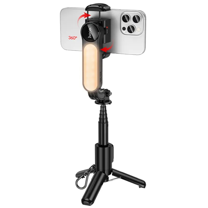 Монопод для селфи Hoco K90 Support axis smart+light, Black 4, купить оптом с доставкой