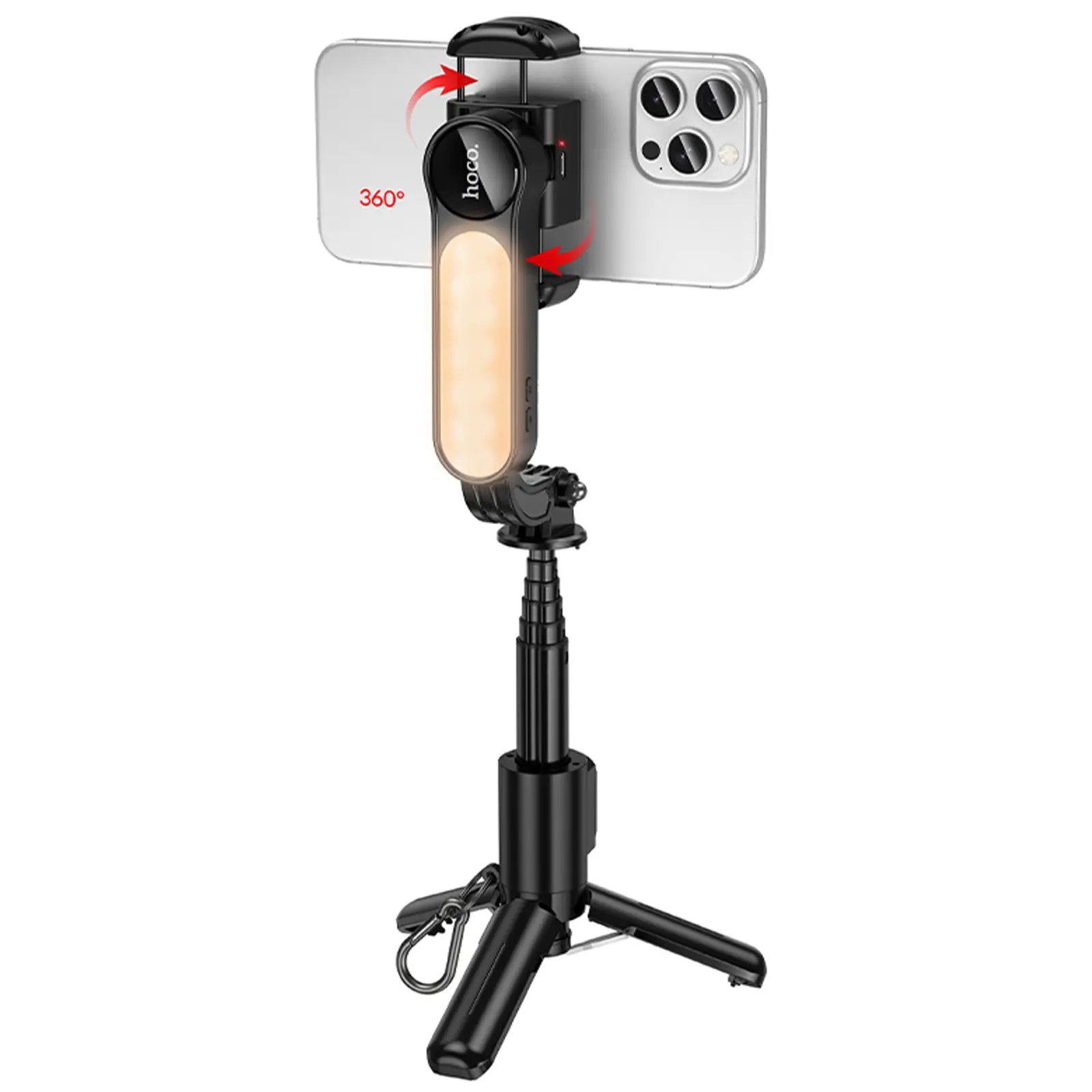 Монопод для селфи Hoco K90 Support axis smart+light, Black 4, купить оптом с доставкой