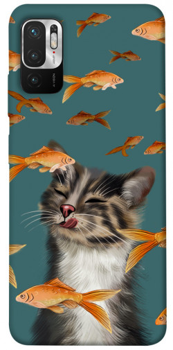 Чехол itsPrint Cat with fish для Xiaomi Redmi Note 10 5G