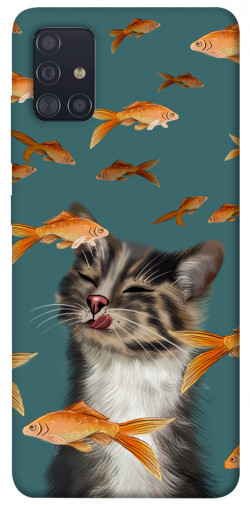 Чехол itsPrint Cat with fish для Samsung Galaxy A51