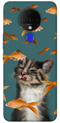 Чохол itsPrint Cat with fish для TECNO Spark 6