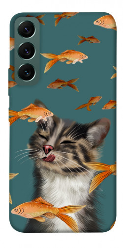 Чехол itsPrint Cat with fish для Samsung Galaxy S22
