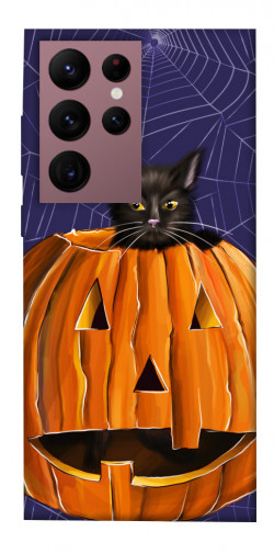 Чехол itsPrint Cat and pumpkin для Samsung Galaxy S22 Ultra