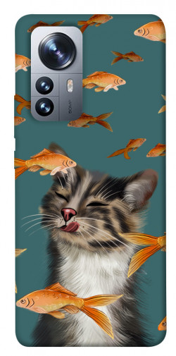 Чехол itsPrint Cat with fish для Xiaomi 12 / 12X