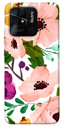 Чехол itsPrint Акварельные цветы для Xiaomi Redmi 10C