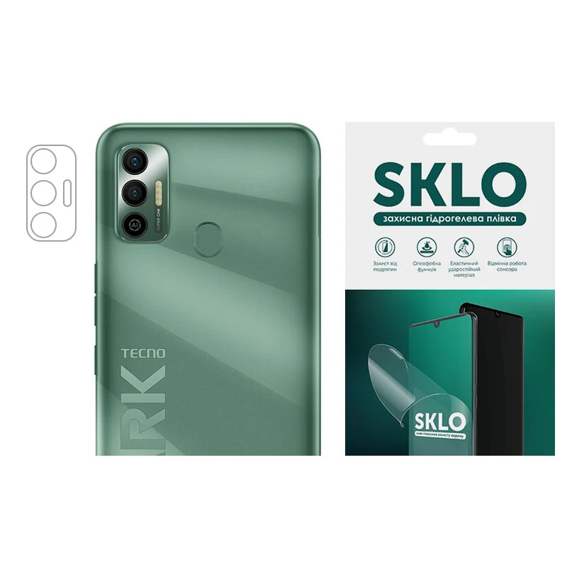 Защитная гидрогелевая пленка SKLO (на камеру) 4шт. для TECNO POP 2F, Прозрачный, Бронированная пленка, купить оптом с доставкой
