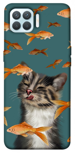 Чехол itsPrint Cat with fish для Oppo F17 Pro