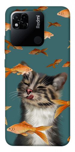 Чехол itsPrint Cat with fish для Xiaomi Redmi 10A