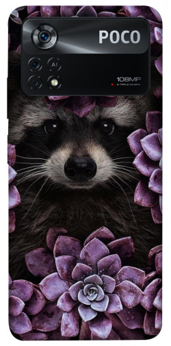 Чохол itsPrint Єнот у квітах для Xiaomi Poco X4 Pro 5G