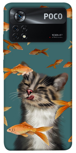 Чехол itsPrint Cat with fish для Xiaomi Poco X4 Pro 5G