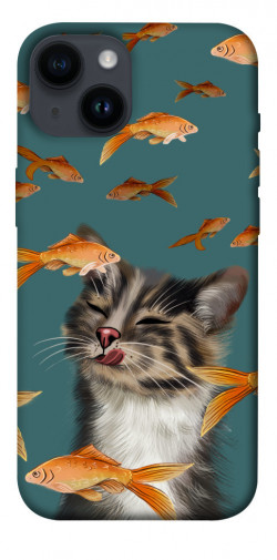 Чехол itsPrint Cat with fish для Apple iPhone 14 (6.1")