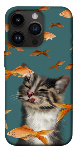 Чехол itsPrint Cat with fish для Apple iPhone 14 Pro (6.1")