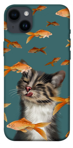 Чехол itsPrint Cat with fish для Apple iPhone 14 Plus (6.7")