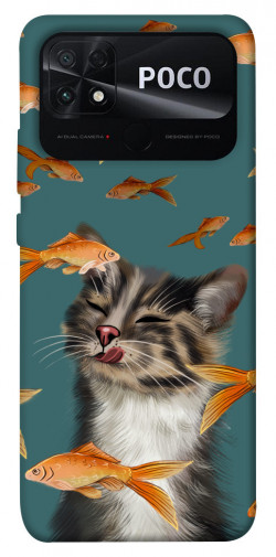 Чехол itsPrint Cat with fish для Xiaomi Poco C40