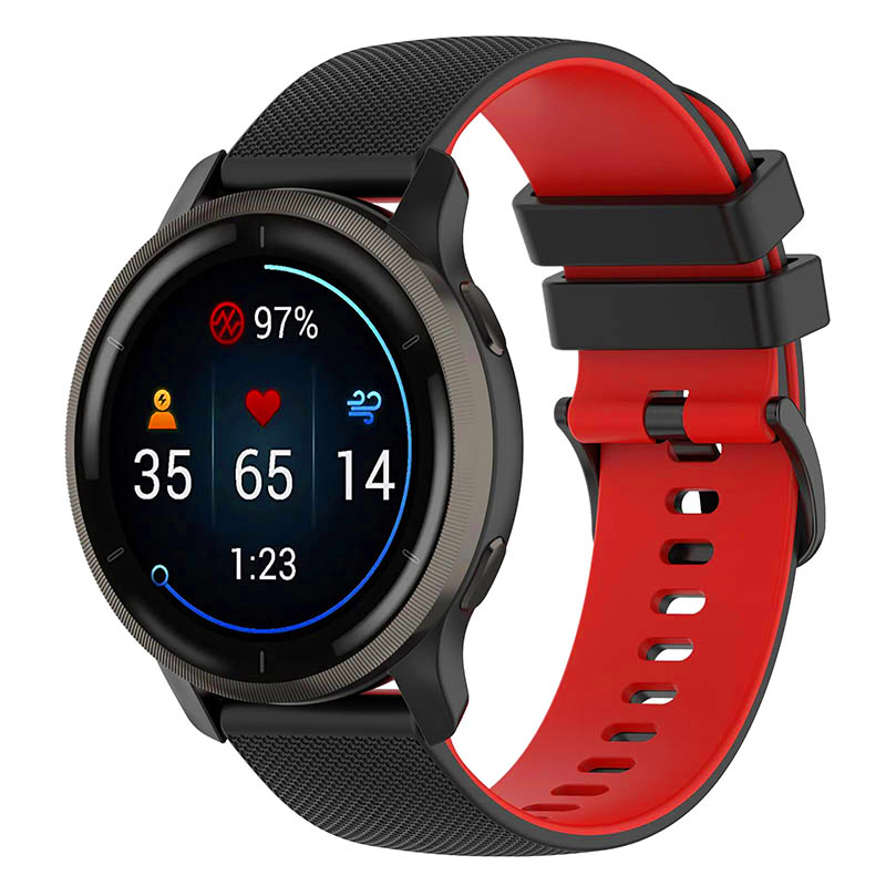 Ремінець Ribby для Smart Watch 20mm, Black / Red, Силікон (TPU), купити оптом з доставкою