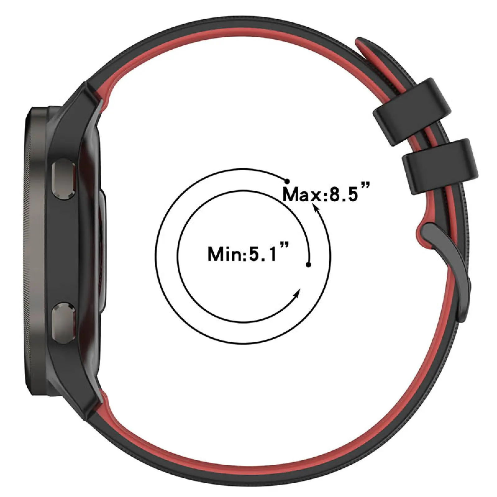 Ремешок Ribby для Smart Watch 22mm, Black / Red 2, Силикон (TPU), купить оптом с доставкой
