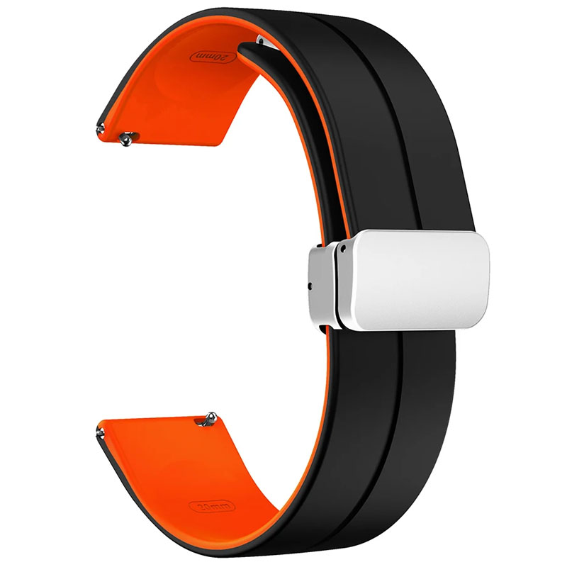 Силіконовий ремінець Classy для Smart Watch 20mm, Black / Orange 1, Силікон (TPU), купити оптом з доставкою