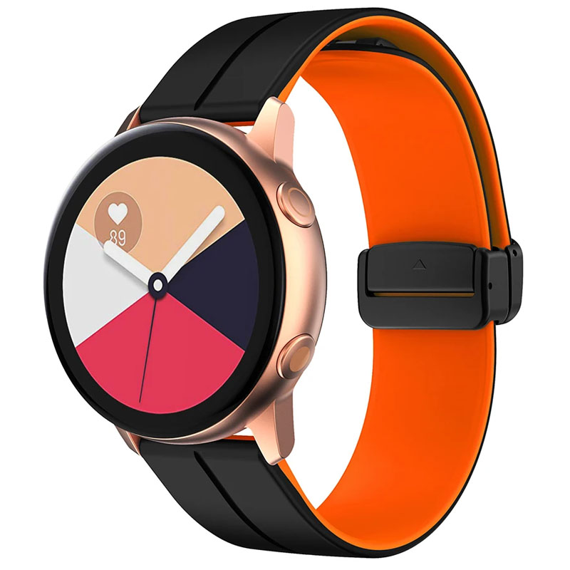 Силіконовий ремінець Classy для Smart Watch 20mm, Black / Orange, Силікон (TPU), купити оптом з доставкою