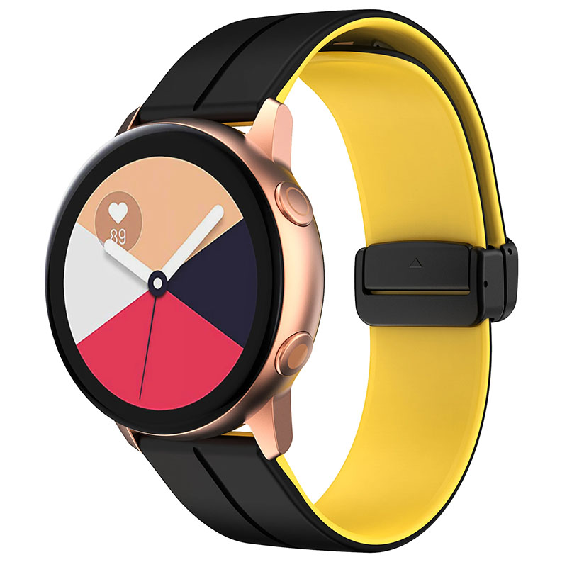Силіконовий ремінець Classy для Smart Watch 20mm, Black / Yellow, Силікон (TPU), купити оптом з доставкою