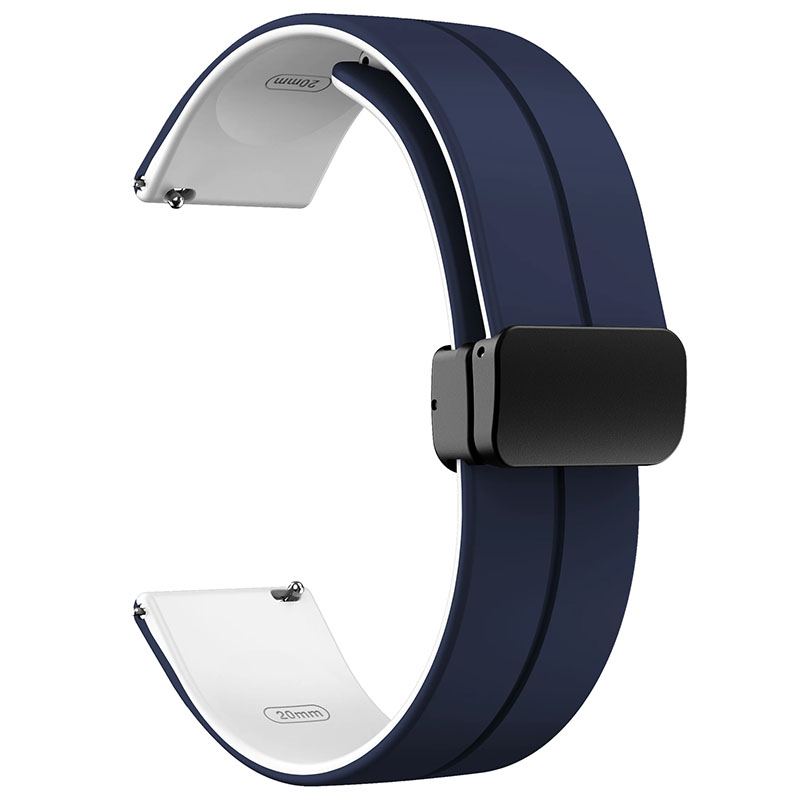 Силіконовий ремінець Classy для Smart Watch 20mm, Blue / White 1, Силікон (TPU), купити оптом з доставкою