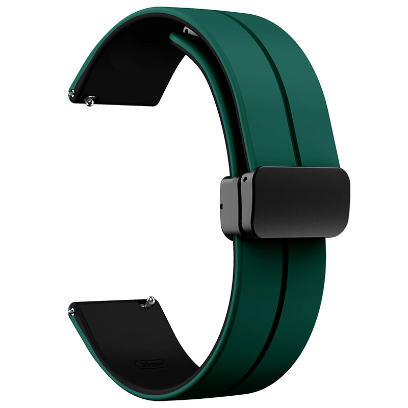 Силіконовий ремінець Classy для Smart Watch 20mm, Green / Black 1, Силікон (TPU), купити оптом з доставкою