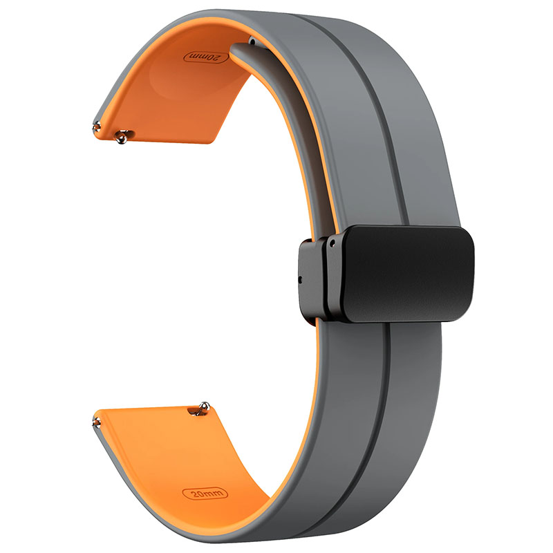 Силіконовий ремінець Classy для Smart Watch 20mm, Grey / Orange 1, Силікон (TPU), купити оптом з доставкою