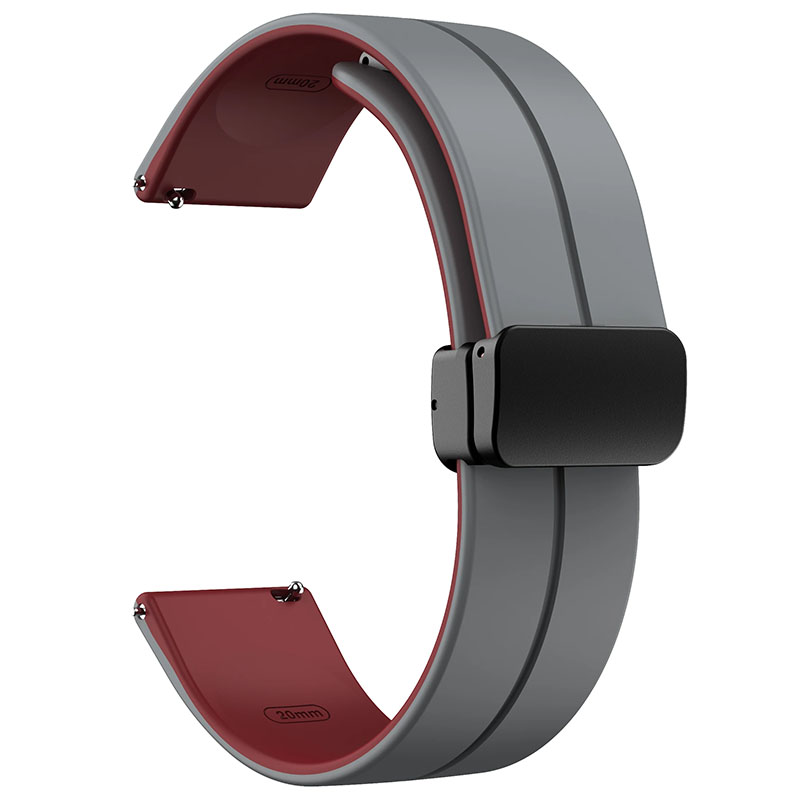 Силіконовий ремінець Classy для Smart Watch 20mm, Grey / Plum 1, Силікон (TPU), купити оптом з доставкою