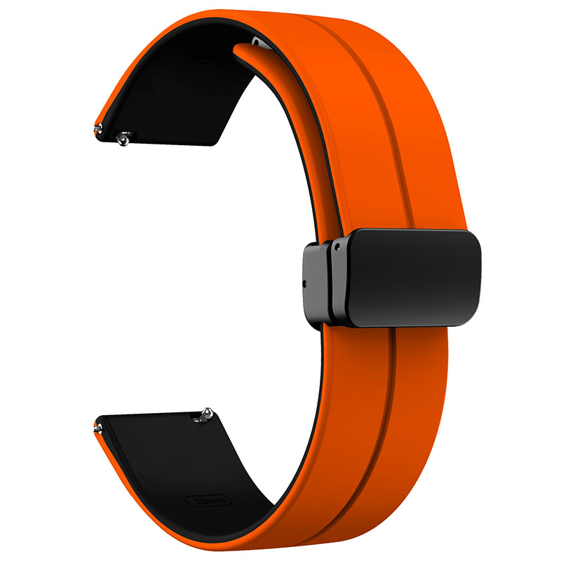 Силіконовий ремінець Classy для Smart Watch 20mm, Orange / Black 1, Силікон (TPU), купити оптом з доставкою