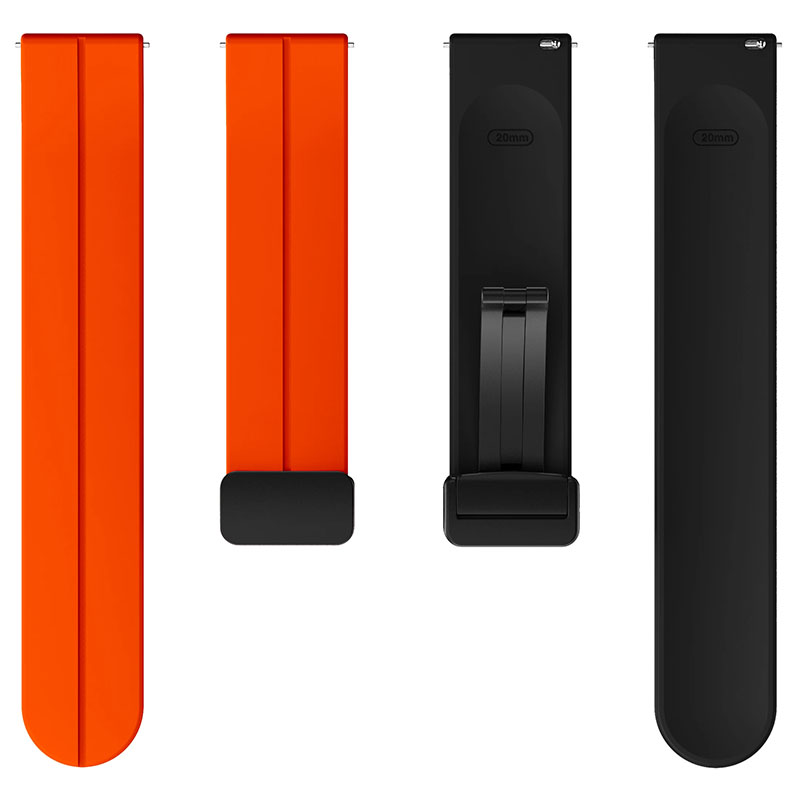Силіконовий ремінець Classy для Smart Watch 20mm, Orange / Black 2, Силікон (TPU), купити оптом з доставкою
