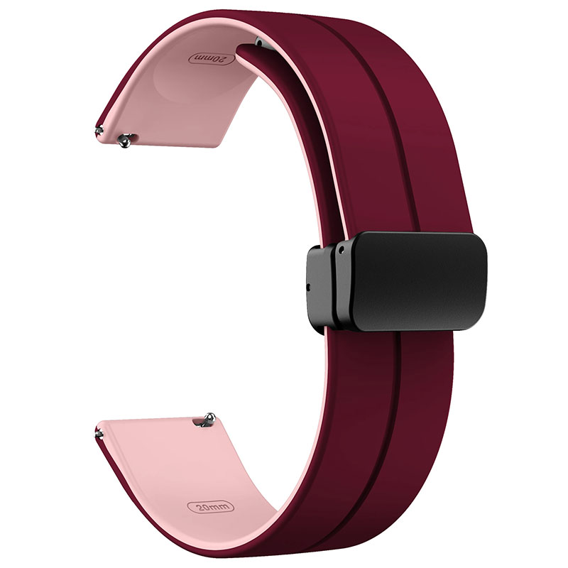 Силіконовий ремінець Classy для Smart Watch 20mm, Plum / Pink 1, Силікон (TPU), купити оптом з доставкою