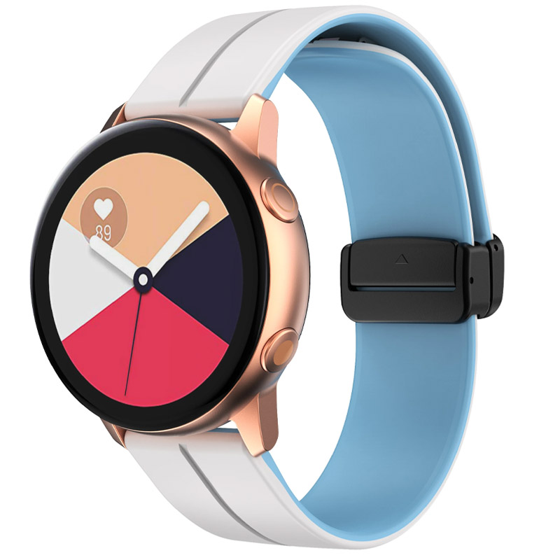 Силіконовий ремінець Classy для Smart Watch 20mm, White / Blue, Силікон (TPU), купити оптом з доставкою
