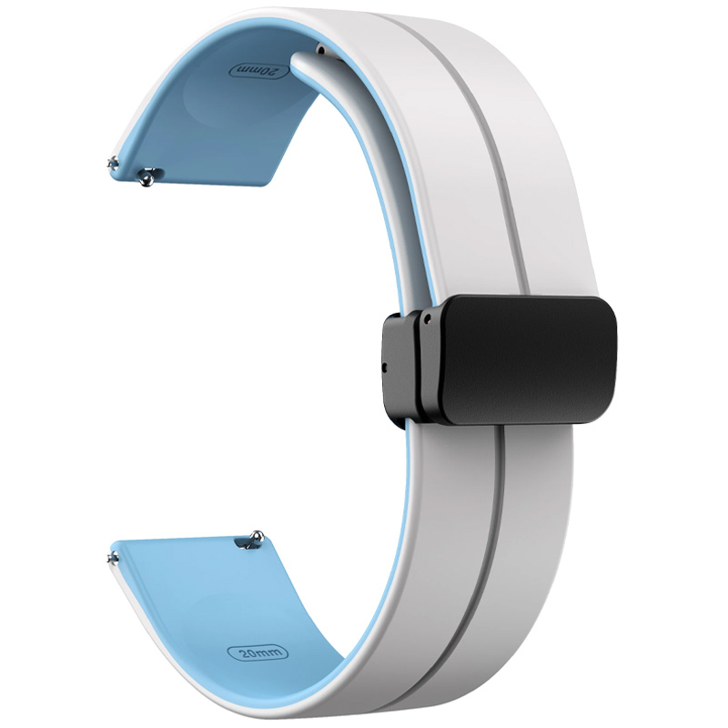 Силіконовий ремінець Classy для Smart Watch 20mm, White / Blue 1, Силікон (TPU), купити оптом з доставкою