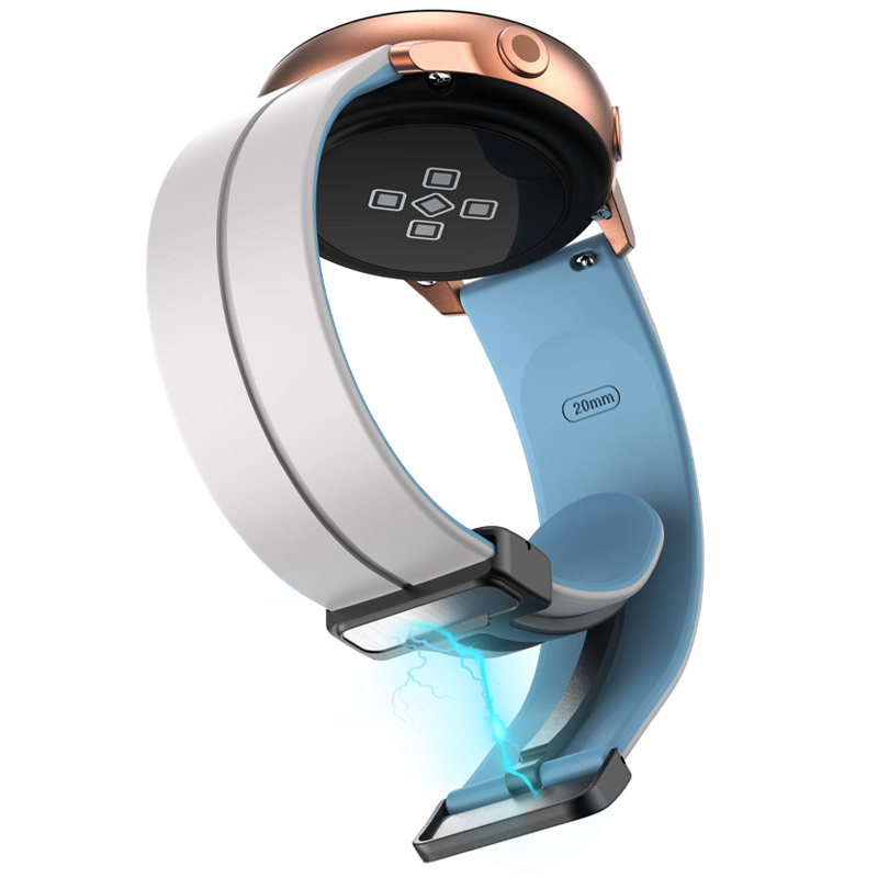 Силіконовий ремінець Classy для Smart Watch 20mm, White / Blue 2, Силікон (TPU), купити оптом з доставкою
