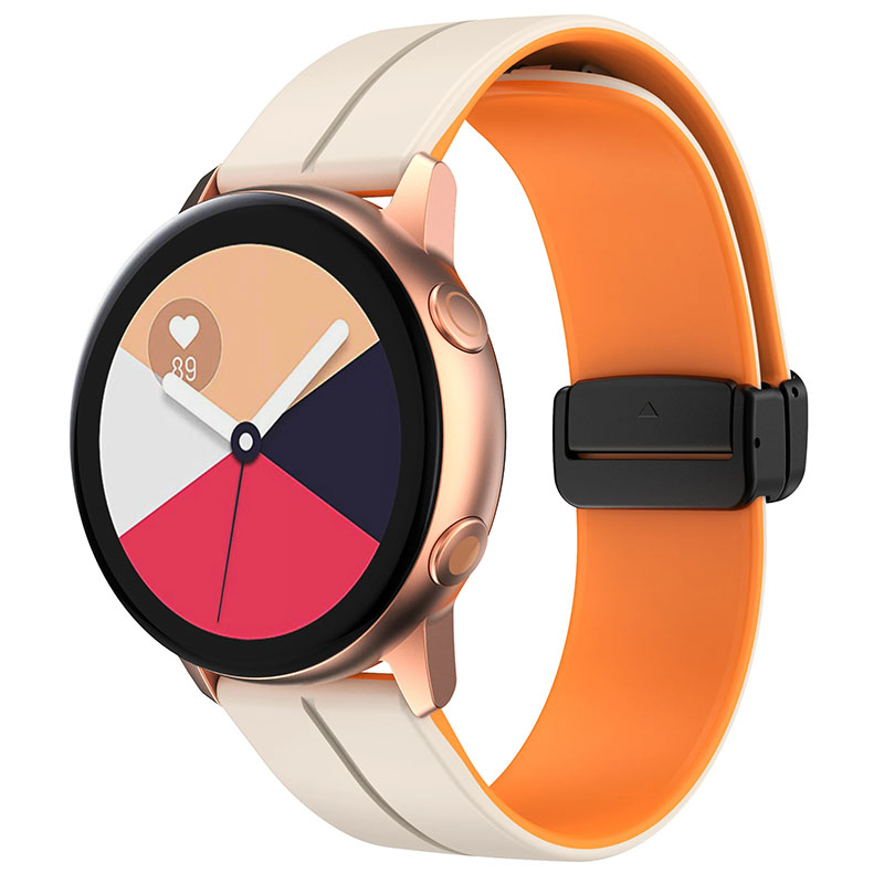 Силіконовий ремінець Classy для Smart Watch 20mm, White / Orange, Силікон (TPU), купити оптом з доставкою