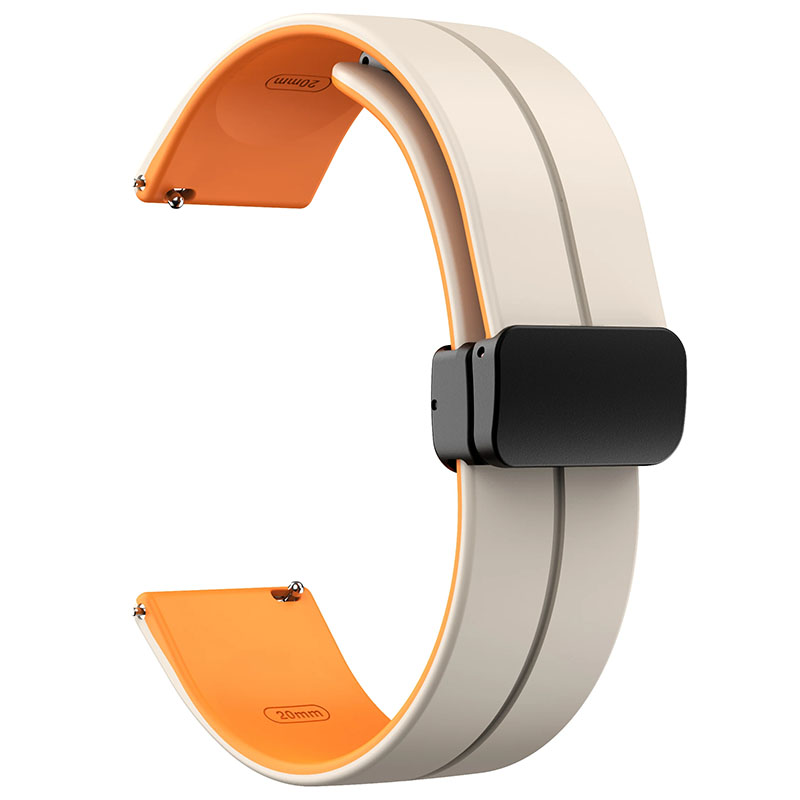 Силіконовий ремінець Classy для Smart Watch 20mm, White / Orange 1, Силікон (TPU), купити оптом з доставкою