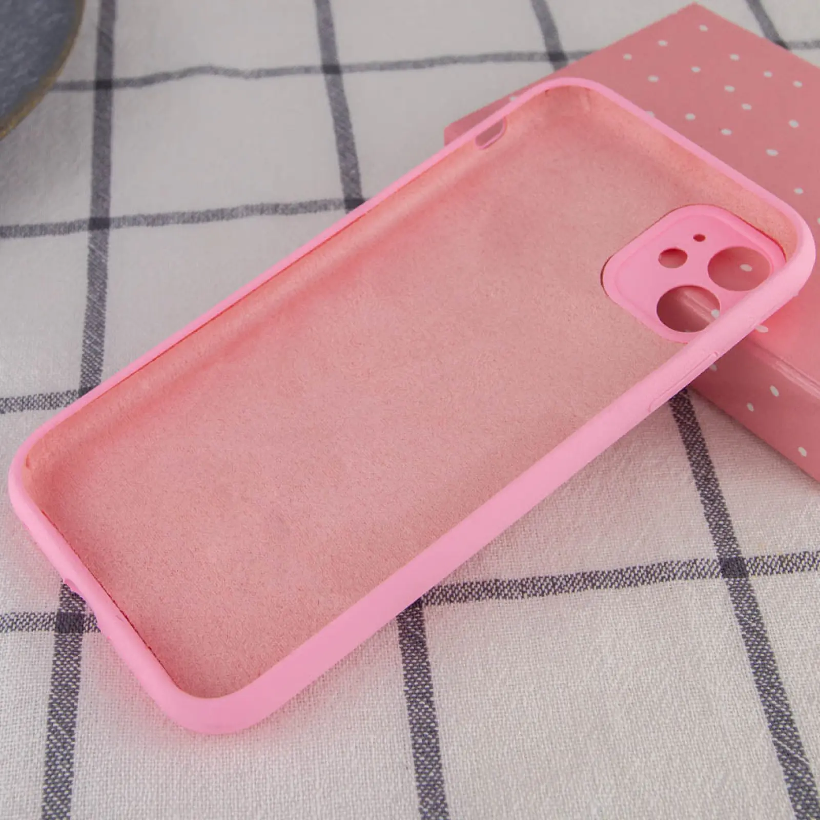 Чехол Silk Full Camera Protective (AA) NO LOGO для Apple iPhone 12 (6.1"), Розовый / Light pink 1, Силикон, купить оптом с доставкой