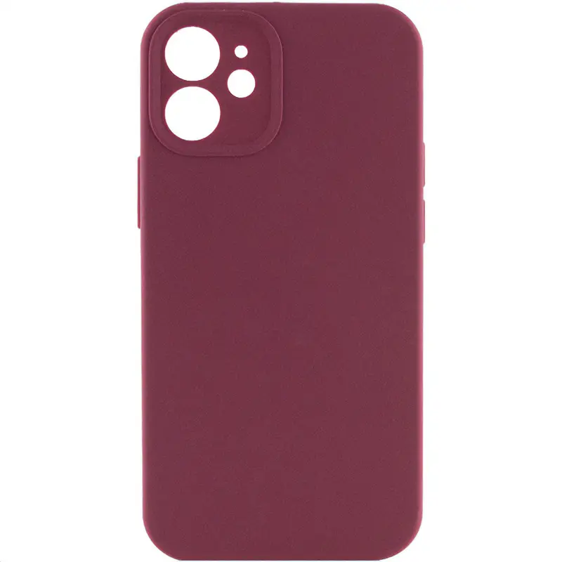 Чехол Silk Full Camera Protective (AA) NO LOGO для Apple iPhone 12 (6.1"), Бордовый / Plum, Силикон, купить оптом с доставкой