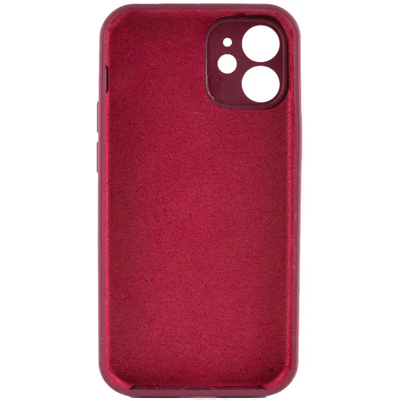 Чехол Silk Full Camera Protective (AA) NO LOGO для Apple iPhone 12 (6.1"), Бордовый / Plum 1, Силикон, купить оптом с доставкой