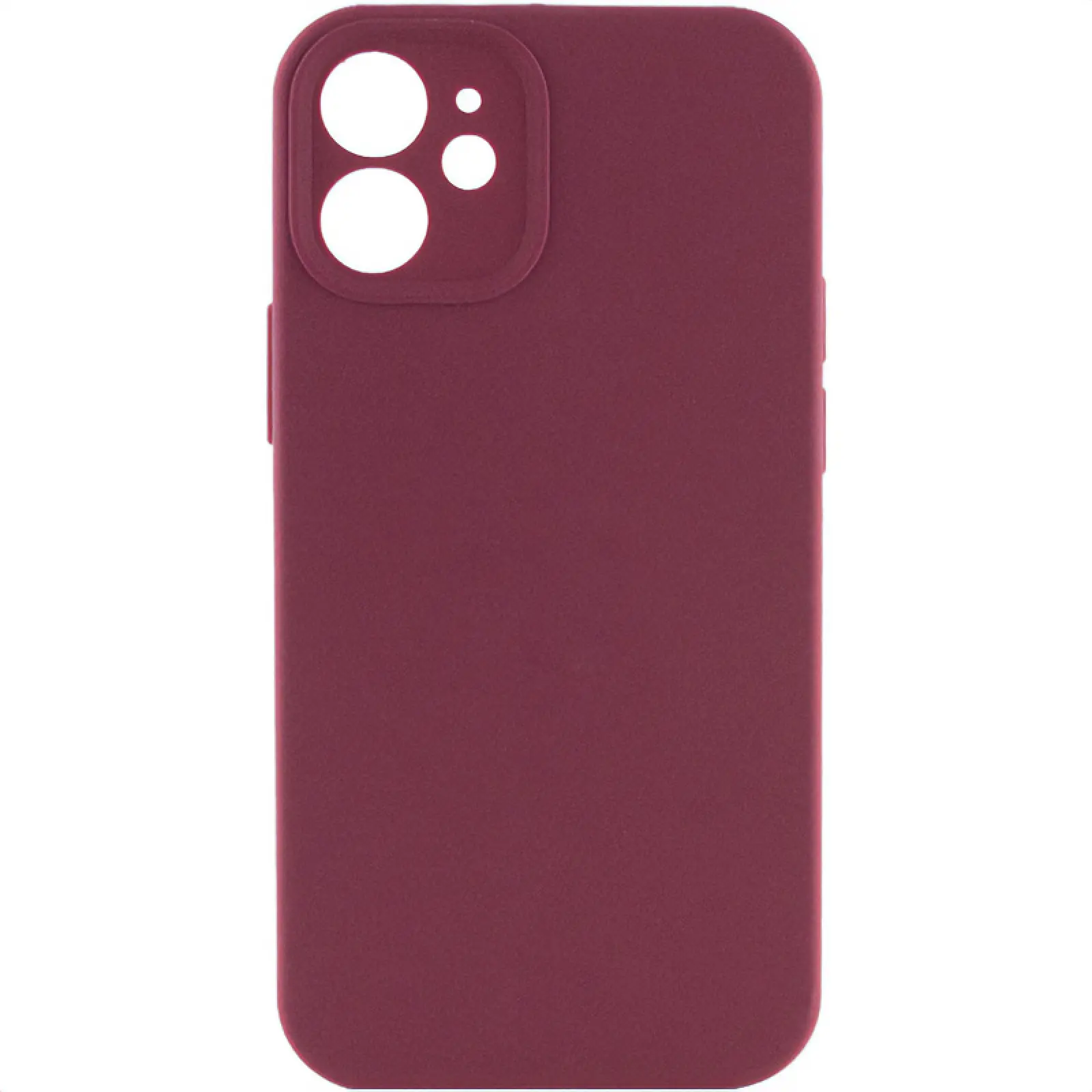 Чехол Silk Full Camera Protective (AA) NO LOGO для Apple iPhone 12 (6.1"), Бордовый / Plum, Силикон, купить оптом с доставкой