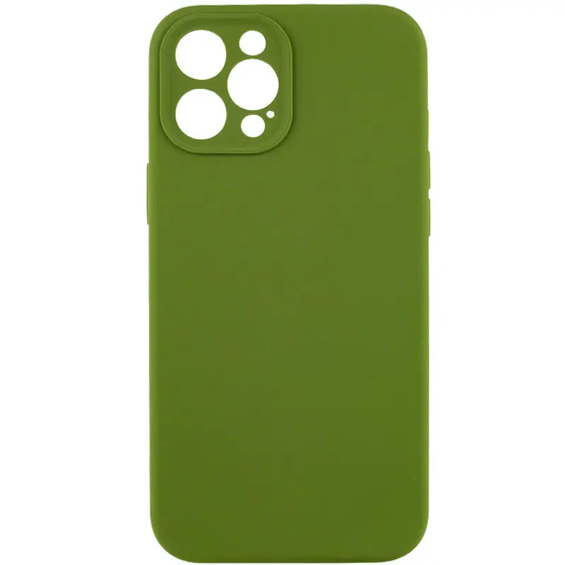 Чехол Silk Full Camera Protective (AA) NO LOGO для Apple iPhone 12 Pro (6.1"), Зеленый / Dark Olive, Силикон, купить оптом с доставкой