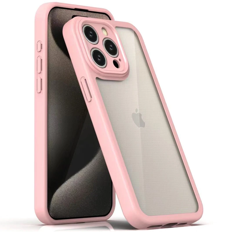 TPU чехол Transparent + Colour 1,5mm для Apple iPhone 14 Pro (6.1"), Pink, TPU, купить оптом с доставкой