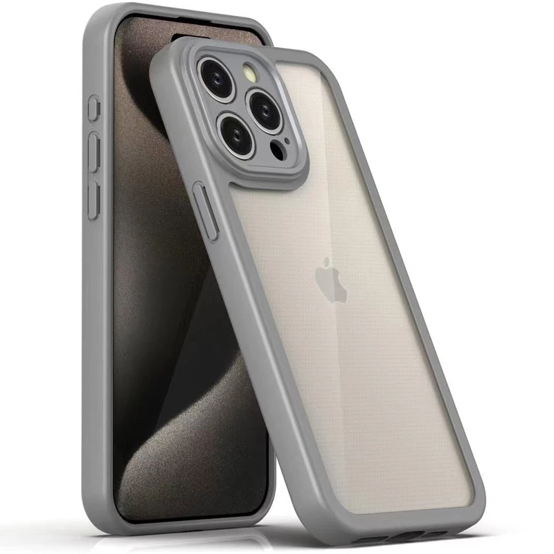 TPU чехол Transparent + Colour 1,5mm для Apple iPhone 14 Pro Max (6.7"), Grey, TPU, купить оптом с доставкой