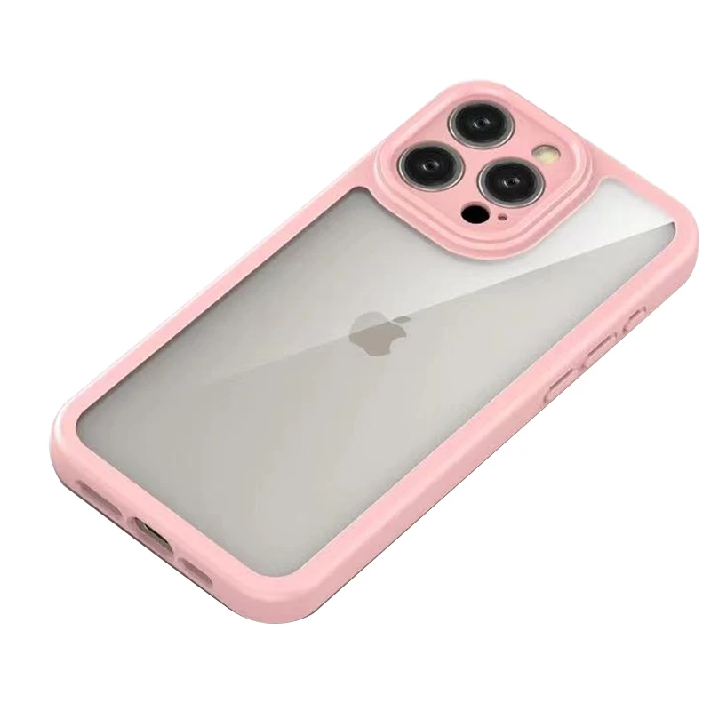 TPU чехол Transparent + Colour 1,5mm для Apple iPhone 14 Pro Max (6.7"), Pink 2, TPU, купить оптом с доставкой