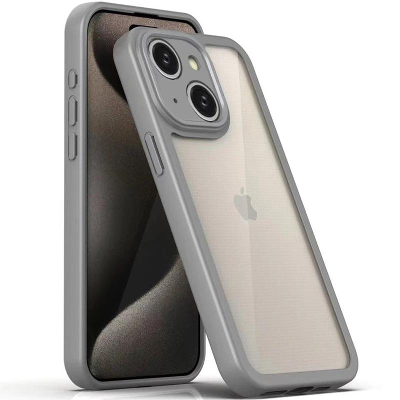 TPU чехол Transparent + Colour 1,5mm для Apple iPhone 14 (6.1"), Grey, TPU, купить оптом с доставкой