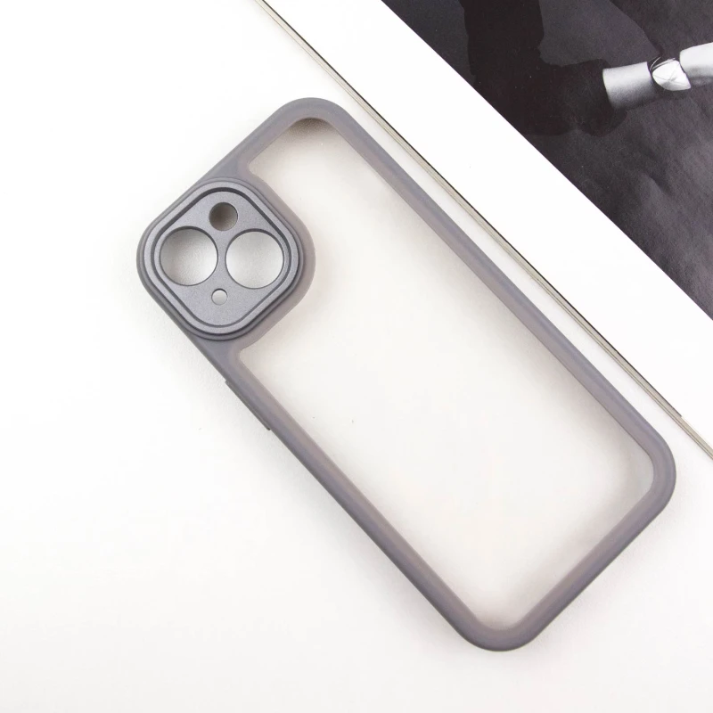 TPU чехол Transparent + Colour 1,5mm для Apple iPhone 14 (6.1"), Grey 1, TPU, купить оптом с доставкой