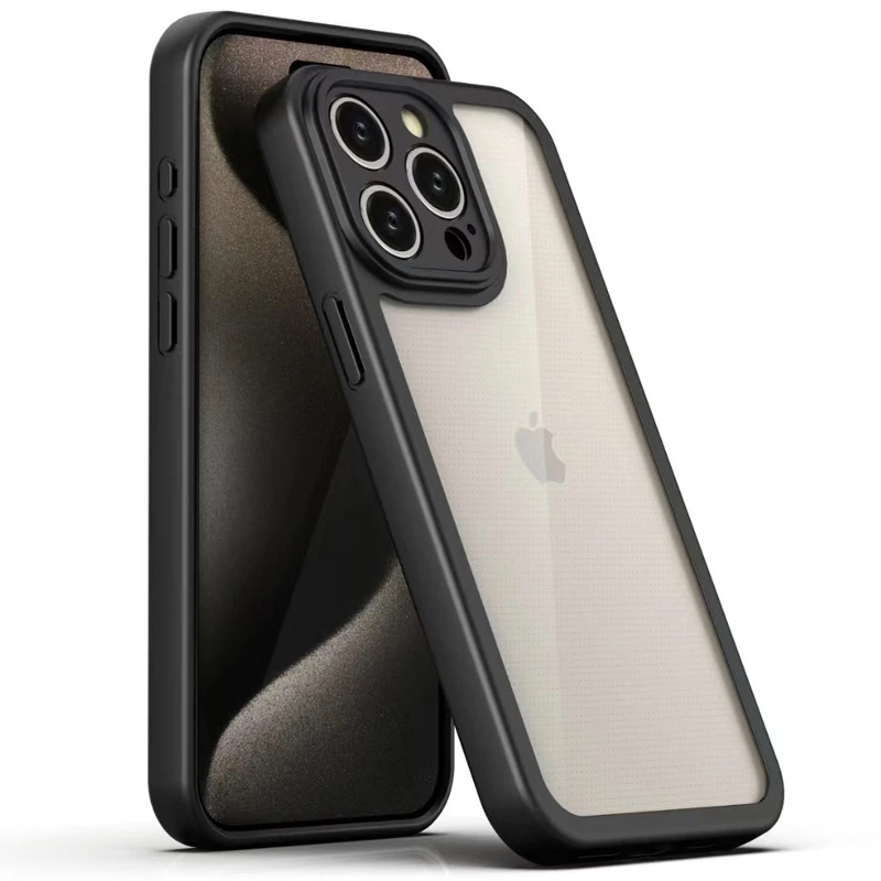 TPU чехол Transparent + Colour 1,5mm для Apple iPhone 15 Pro (6.1"), Black, TPU, купить оптом с доставкой
