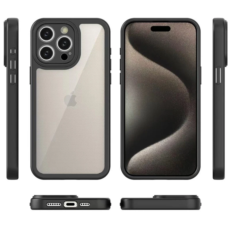 TPU чехол Transparent + Colour 1,5mm для Apple iPhone 15 Pro (6.1"), Black 1, TPU, купить оптом с доставкой