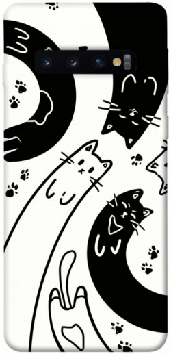 Чехол itsPrint Черно-белые коты для Samsung Galaxy S10